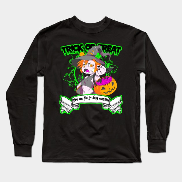 Trick or Treat Long Sleeve T-Shirt by PsychoDelicia